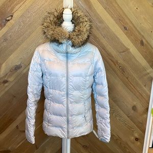 Eddie Bauer Womens Premium Goose Down Coat Fur Hooded EB550 Size M